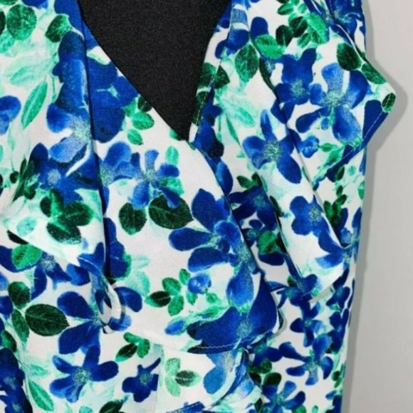 TRDUP- Ann Taylor Womens Medium Floral Print Ruffle Neckline Sleeveless - Picture 4 of 9